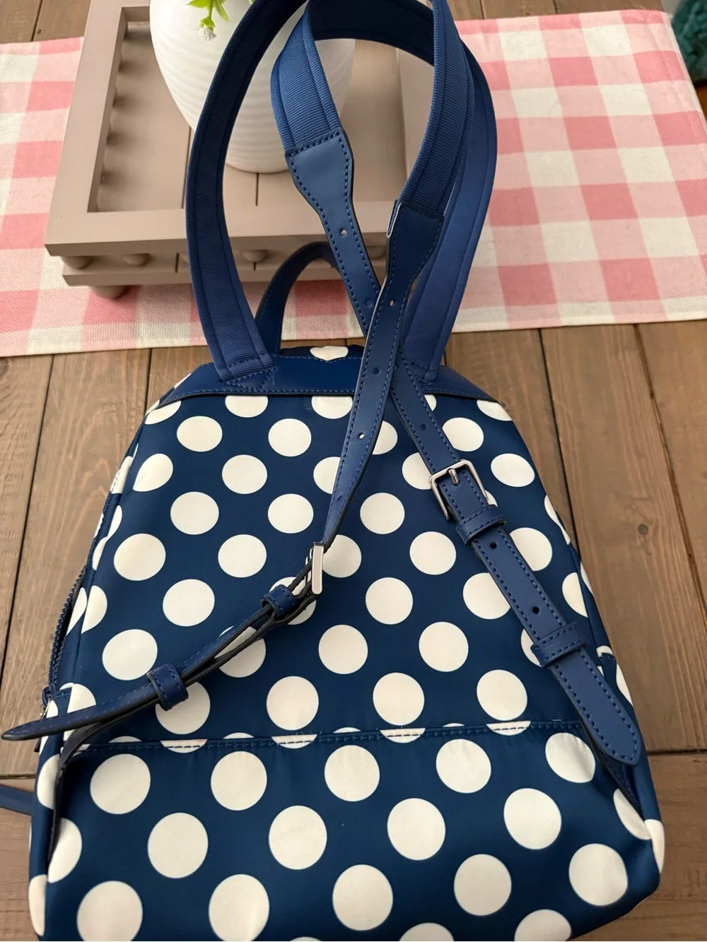 Kate Spade Navy Polka Dot Backpack